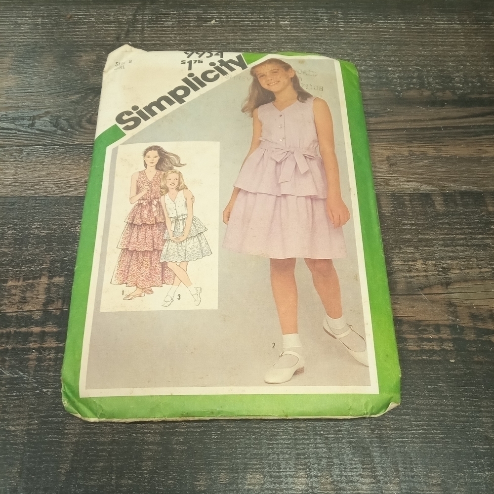 Vintage Simplicity Sewing Pattern 9934 Girls Dress Size 8